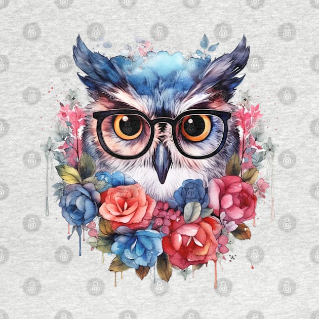 Watercolor Floral Owl by Chromatic Fusion Studio